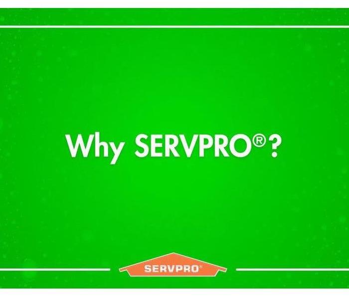 Green screen with Why Servpro written in the middle 